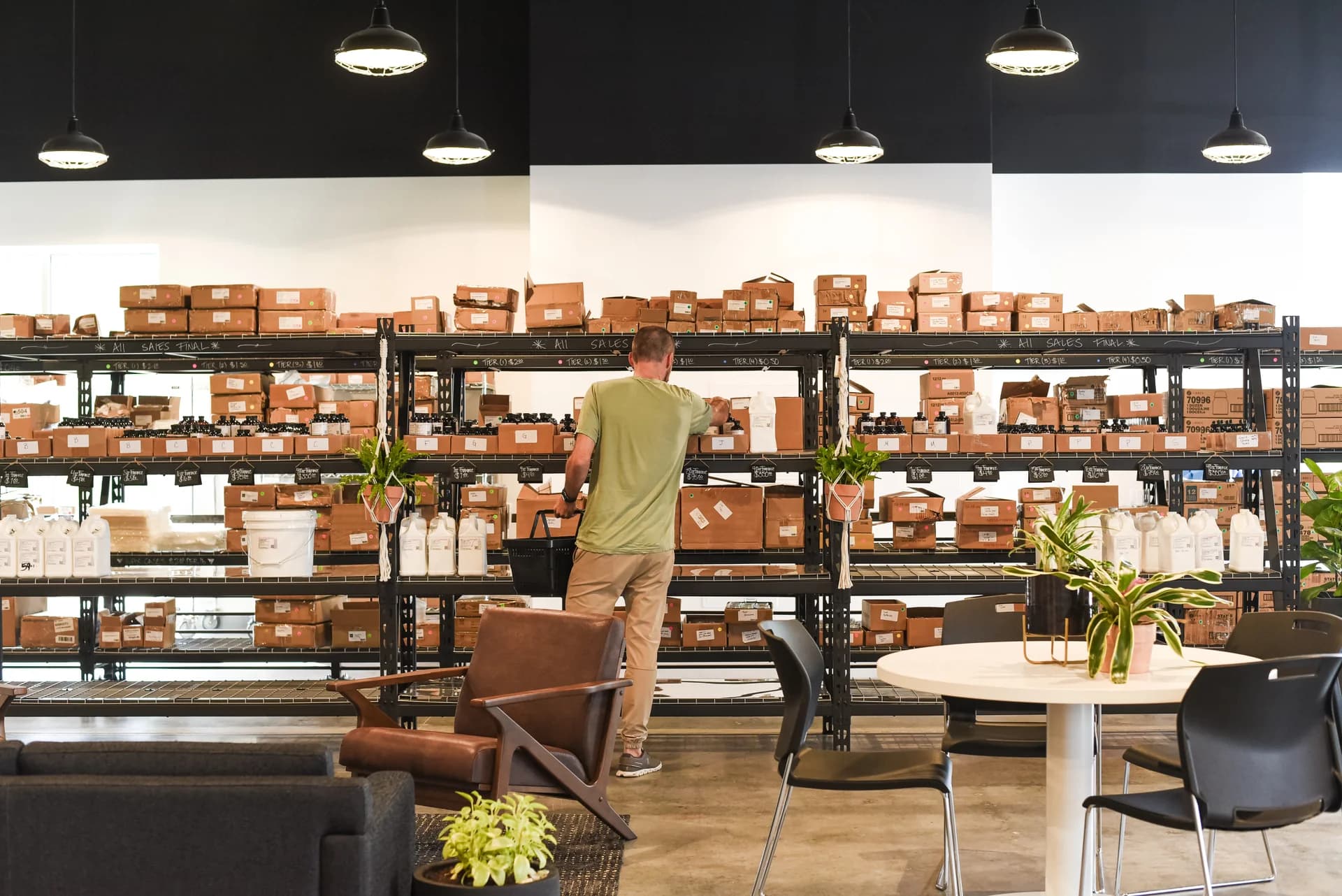 RLM certified dome pendant lights in modern commercial office space